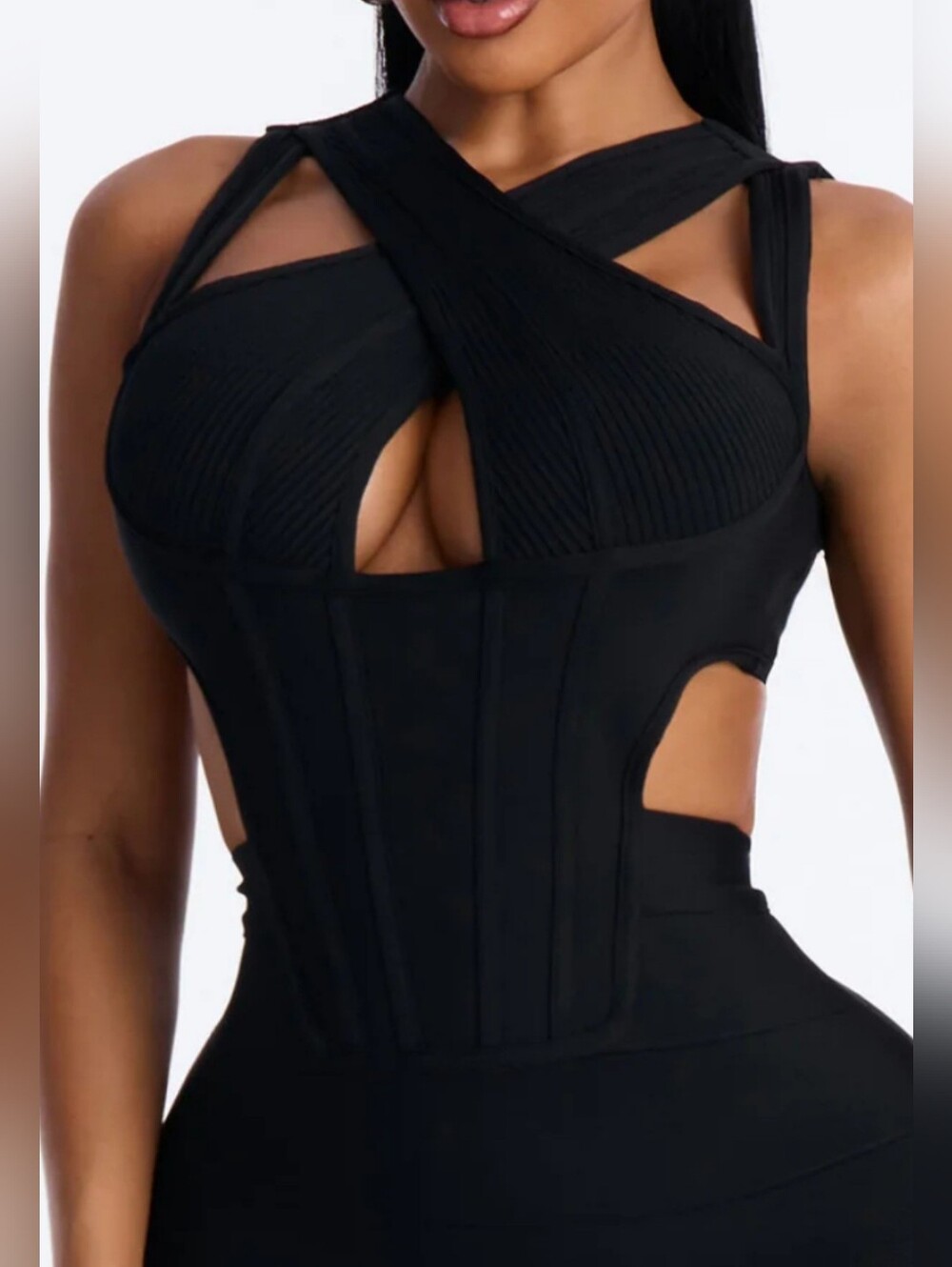 Fashion Nova Black One-Shoulder Cutout Bodycon Dress - Picture 2 of 5